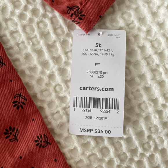 Carter’s Rust Floral Leaf Print Button Front Prairie Dress - Picture 7 of 8